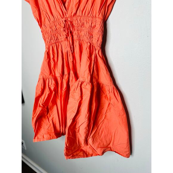 DEREK LAM COLLECTIVE Orange Smocked Hourglass Tie Waist Mini Dress Size 44 - Picture 8 of 15